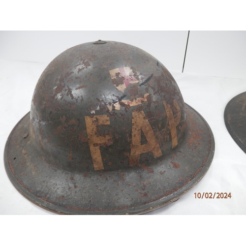 976 - Two Civil Defence WW2 First Aid Party Helmets