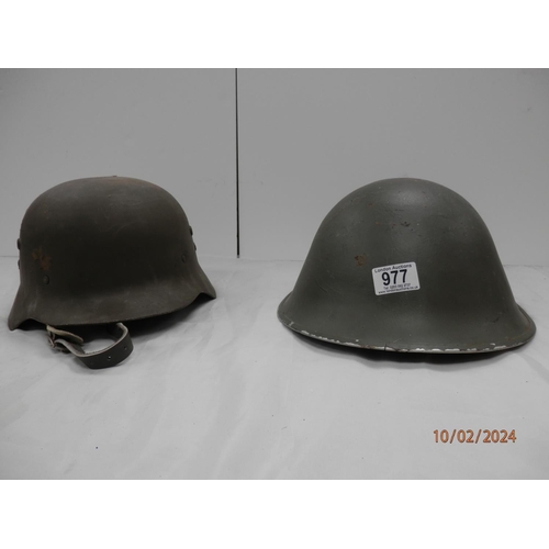 977 - British Army WW2 mk4 Helmet and a Stahlhelm M45 Helmet