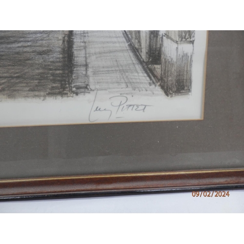 870 - Ltd Edition Pencil Signed Lithograph Guy Pittet Titled : Au Coeur de la Vieille Ville Framed: 54cm x... 