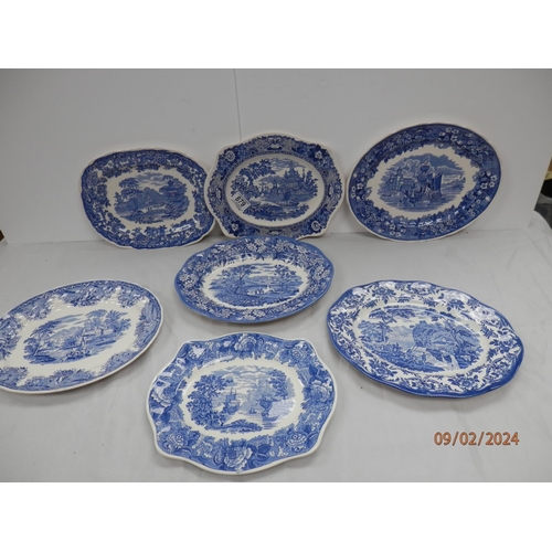 879 - Lot of Wedgwood Queens Ware Blue and White Platters