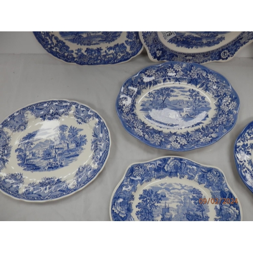 879 - Lot of Wedgwood Queens Ware Blue and White Platters