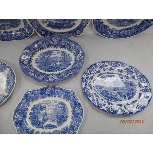 879 - Lot of Wedgwood Queens Ware Blue and White Platters