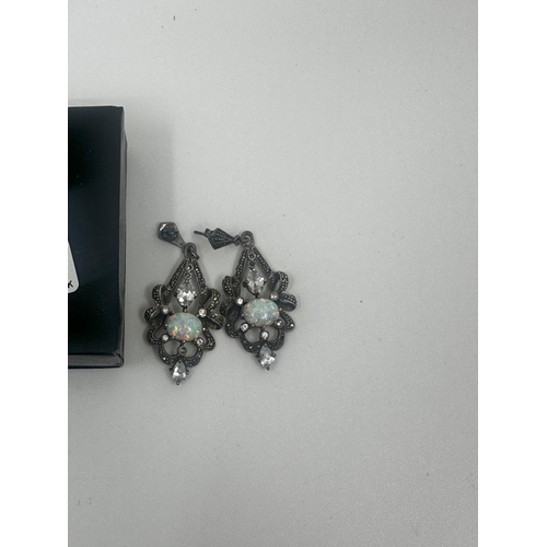 259 - Pair of Silver and Opal Earrings