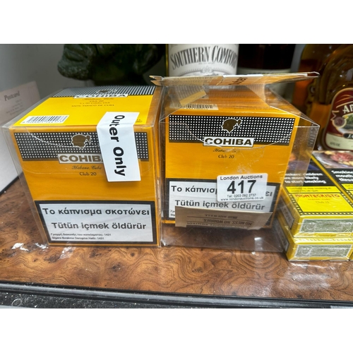 417 - 9 Packets of Sealed Cohiba Club Cigars each Packet containing 20 Cigars plus 4 Packets of Montecrist... 