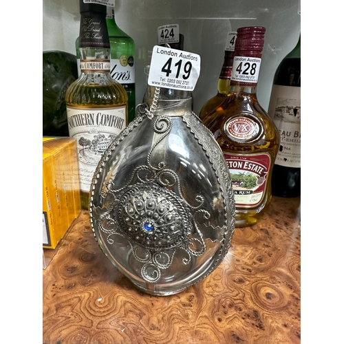 419 - White Metal Overlay Decanter