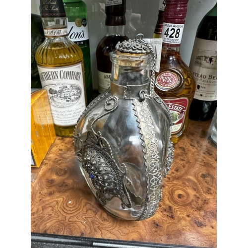 419 - White Metal Overlay Decanter