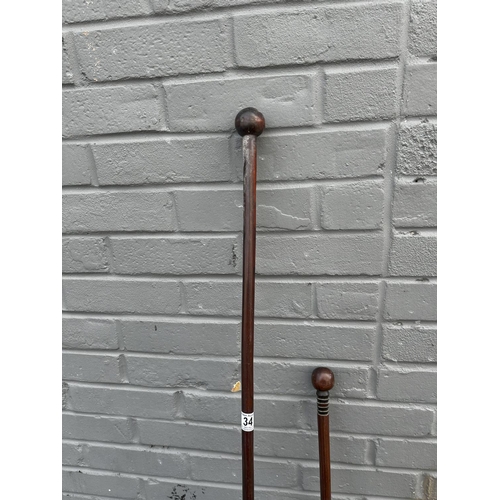 1034 - 19th Century Possible Zulu Staff plus One Other