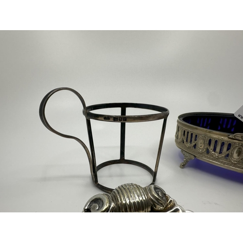 216 - Group of Metal Items to include Hallmarked Silver Napkin Ring and H/m Silver Cup Holder