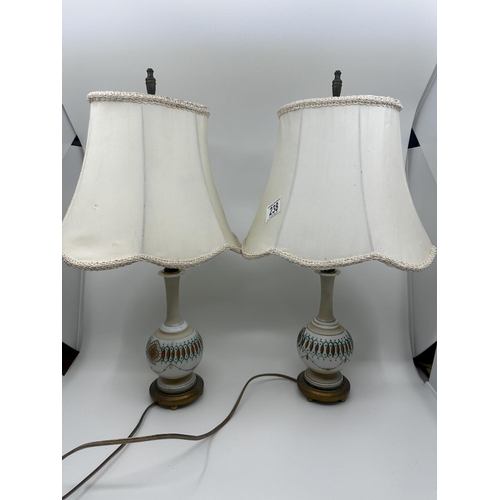 238 - Pair of Antique French Opaline Vase Form Table Lamps