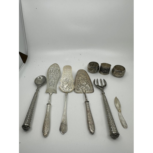 371 - Box of Various Middle Eastern Silver Items (660g) including bits marked as 900 Silver and with the 8... 