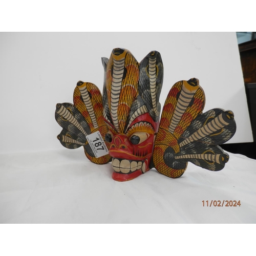 187 - Pair of Wooden Naga Rakish Masks