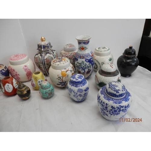 189 - Tray of Assorted Ginger Jars etc