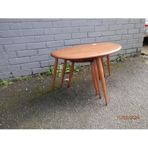 196 - Mid Century Ercol Pebble Nest of Tables