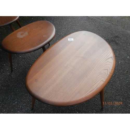 196 - Mid Century Ercol Pebble Nest of Tables