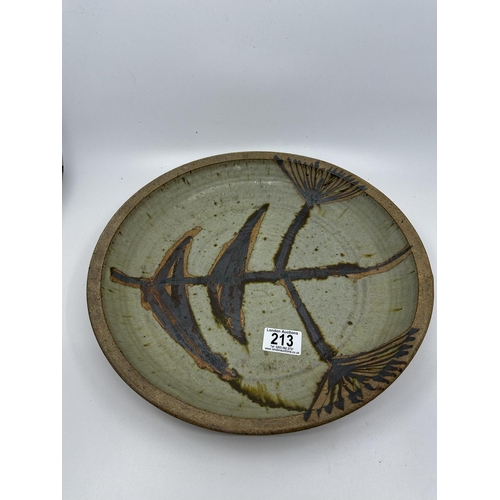 1213 - 35cm Studio Pottery Dish with Encircled O marking to base