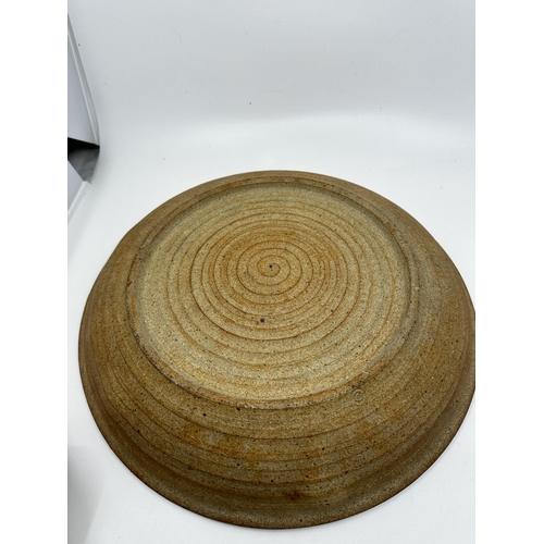 1213 - 35cm Studio Pottery Dish with Encircled O marking to base