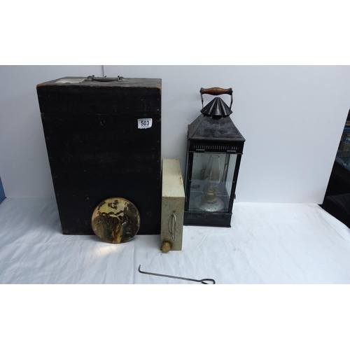 503 - James Hinks and Sons Lantern In Original Wooden Case with Labels etc