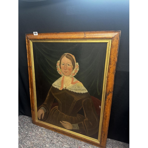 739 - Framed 19th Century Provincial Portrait of a Lady (72cm x 58cm) oil on canvas