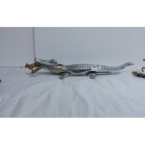 713 - 2 Alligator Nut Crackers, Horse Figure & Two Dog Figures