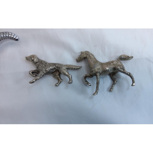 713 - 2 Alligator Nut Crackers, Horse Figure & Two Dog Figures