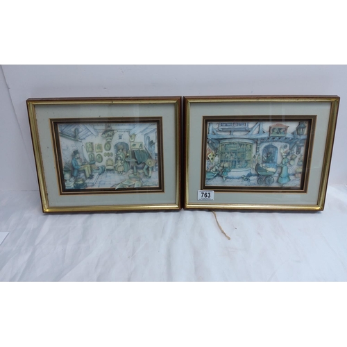 763 - Pair of Anton Pieck Decopauge 3d Art Prints