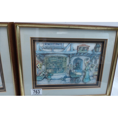 763 - Pair of Anton Pieck Decopauge 3d Art Prints