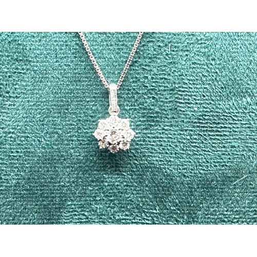 20 - 18ct White Gold Diamond Ring and a 18ct White Gold Diamond Pendant on a Chain 6g