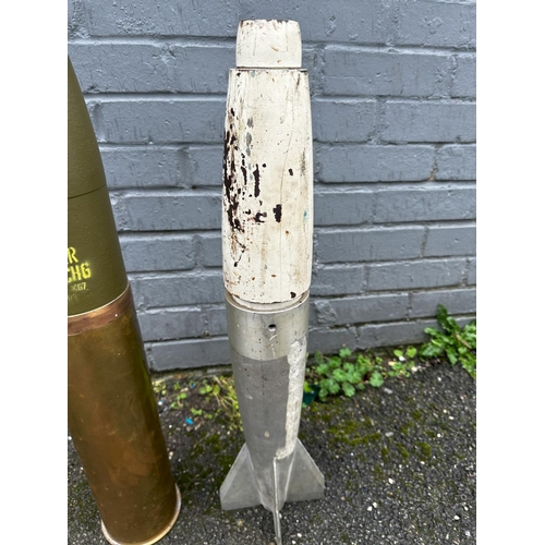 2D - A Howitzer 105mm Shell Case with Projectile and another Inert Mortar Shell