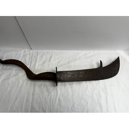 1F - A Sword of Unknown Origin, 50cm blade with Antelope Horn Handle with Decorated Bronze Guard. Total L... 