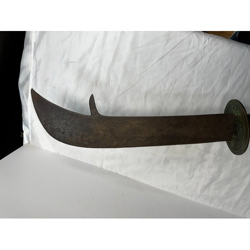 1F - A Sword of Unknown Origin, 50cm blade with Antelope Horn Handle with Decorated Bronze Guard. Total L... 