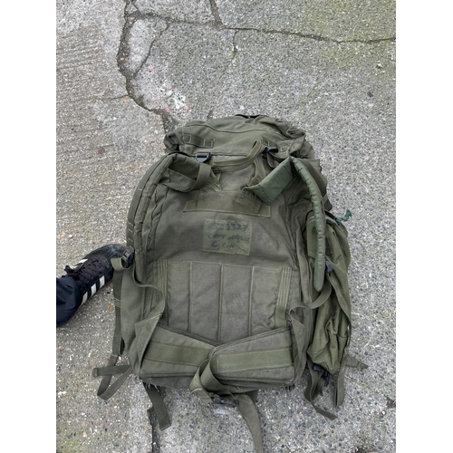 1331 - Long Back Green Issue Bergen 1991 Rucksack with Side Pouches and a Green Issue PLCE Webbing with Bay... 