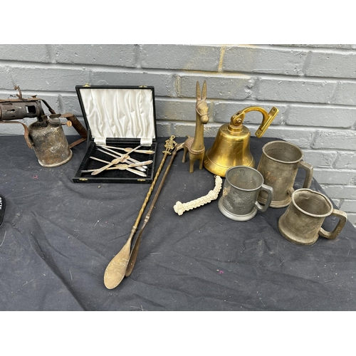 1332 - Good Collection of Brass/EPNS Items including Old Brass Bell etc