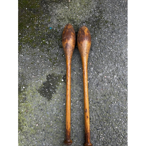 1333 - Antique Pair of Indian Wooden Clubs