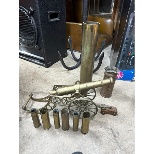 1341 - Mixed Lot: Brass Artillery Cannon, Various Shell, Casings etc, plus a piece of Trench Art