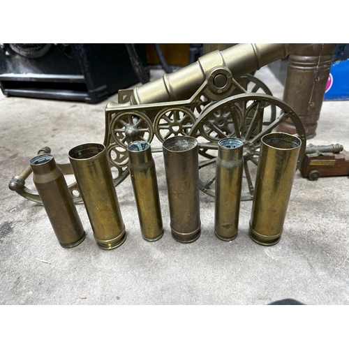 1341 - Mixed Lot: Brass Artillery Cannon, Various Shell, Casings etc, plus a piece of Trench Art