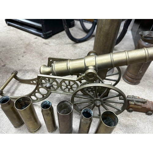 1341 - Mixed Lot: Brass Artillery Cannon, Various Shell, Casings etc, plus a piece of Trench Art