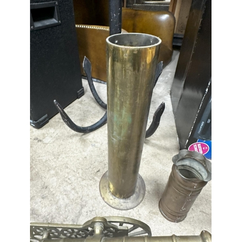 1341 - Mixed Lot: Brass Artillery Cannon, Various Shell, Casings etc, plus a piece of Trench Art