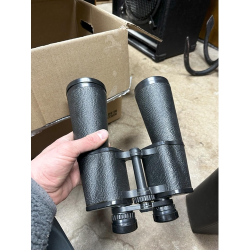 1342 - Pair of Kronos 20x60 binoculars in a case and a Pair of Nikon Aculon A211 Binoculars