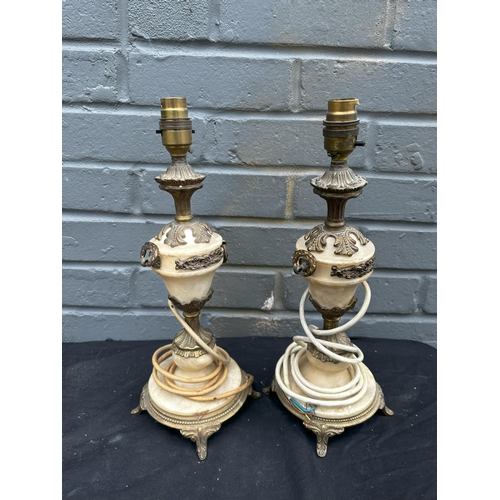 1345 - Vintage Pair of Alabaster Table Lamps