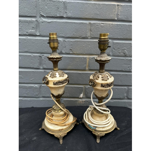 1345 - Vintage Pair of Alabaster Table Lamps