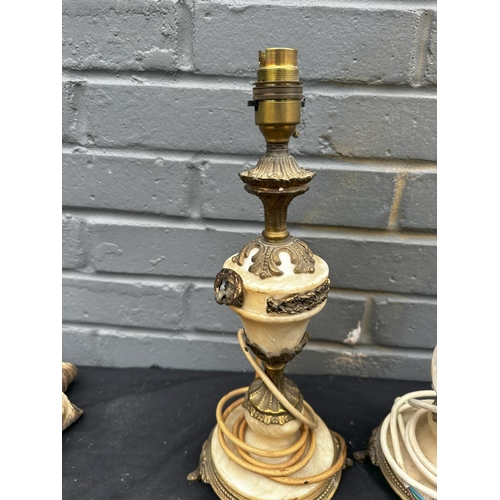 1345 - Vintage Pair of Alabaster Table Lamps