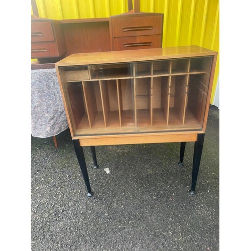 1352 - Mid Century Heals Record Storage Unit on Ebonized Legs