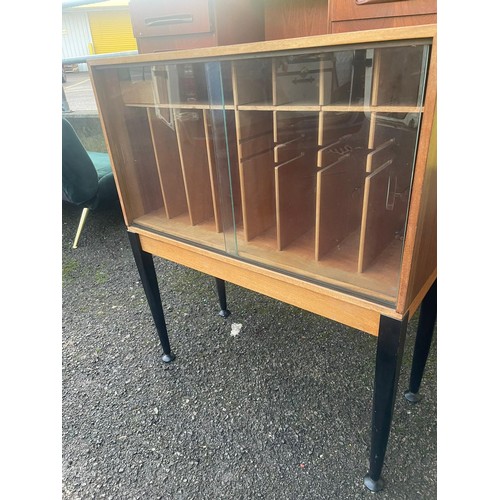 1352 - Mid Century Heals Record Storage Unit on Ebonized Legs