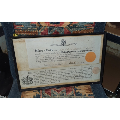 74A - A framed Freedom of City of London document