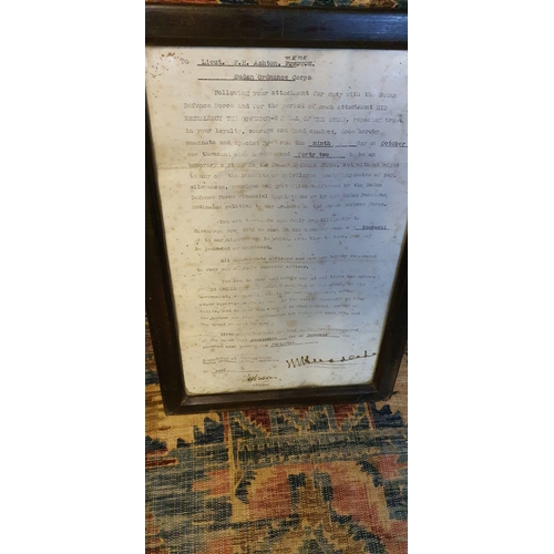 74B - Framed 1942 Document relating to The Sudan Defence Force Military