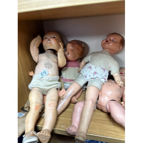 876 - Good Lot of Assorted Vintage Dolls incl. Pedigree, Antique Bisque Head Jointed Doll, BND etc