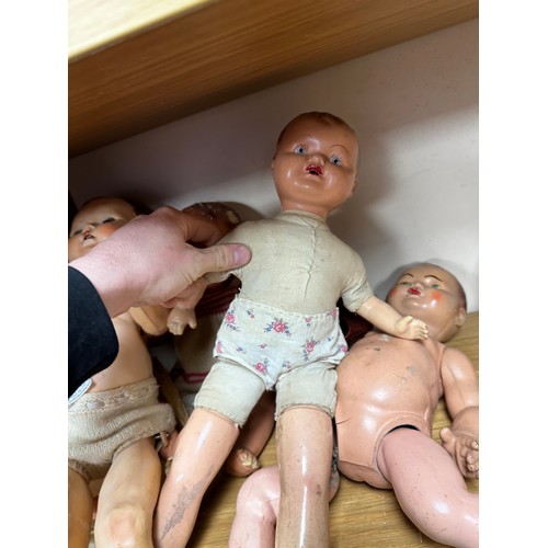 876 - Good Lot of Assorted Vintage Dolls incl. Pedigree, Antique Bisque Head Jointed Doll, BND etc