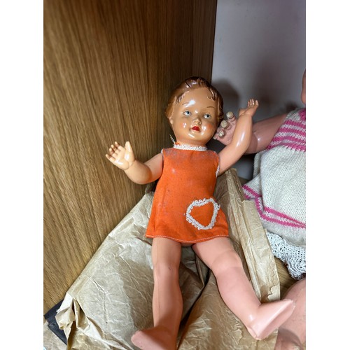 876 - Good Lot of Assorted Vintage Dolls incl. Pedigree, Antique Bisque Head Jointed Doll, BND etc