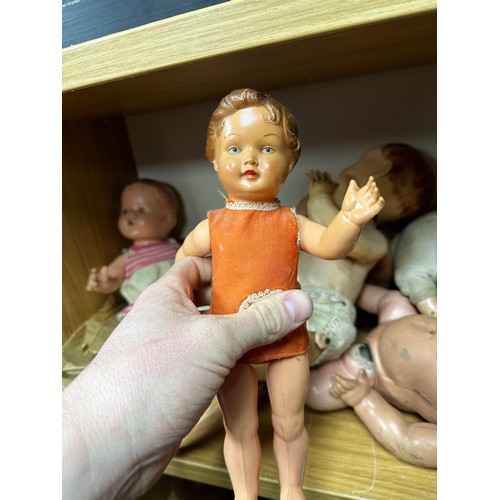 876 - Good Lot of Assorted Vintage Dolls incl. Pedigree, Antique Bisque Head Jointed Doll, BND etc