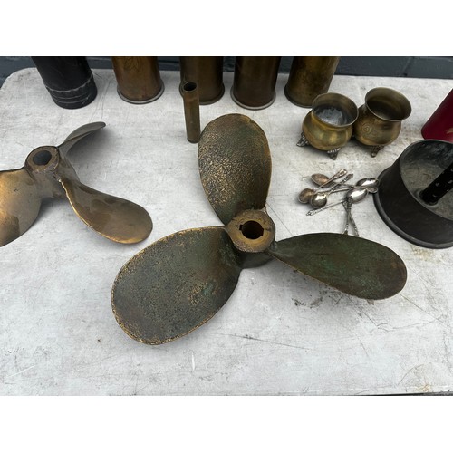 1356 - Good Lot to include Various Trench Art, 3 Bronze Ships Propellers etc